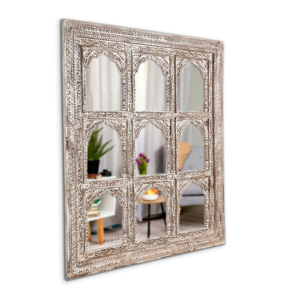 Korka Wooden Carved Mirror Frame (Brown Distress)