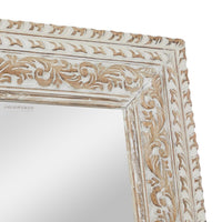 Kira Wooden Carved Mirror Frame (White Distress)