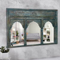 Kani Wooden Mirror Frame (Antique Green)