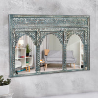 Kani Wooden Mirror Frame (Green Distress)