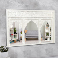 Kani Wooden Mirror Frame (White Distress)