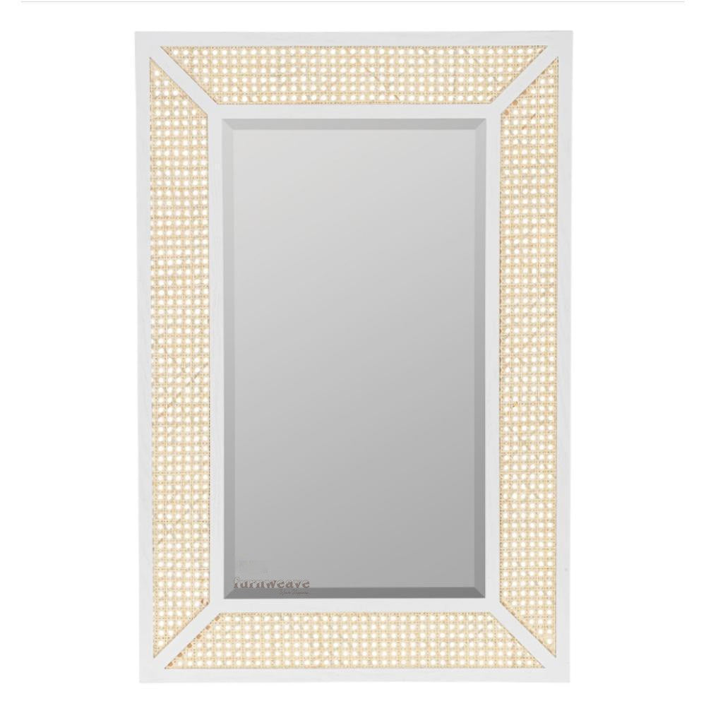 Fabea Rattan Cane Mirror Frame for Wall (White)