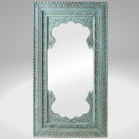 Rira Wooden Carved Antique Mirror Frame (Light Green Distress)