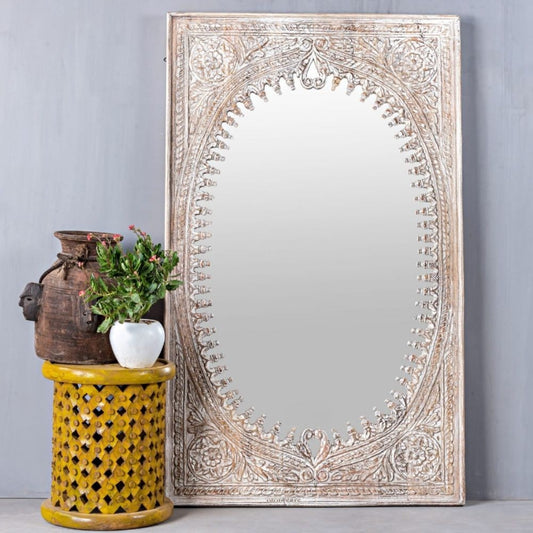 Ania Wooden Mirror Frame (Natural White Distress)