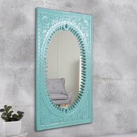 Ania Wooden Mirror Frame (Green Distress)