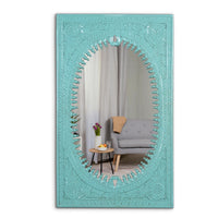 Ania Wooden Mirror Frame (Green Distress)