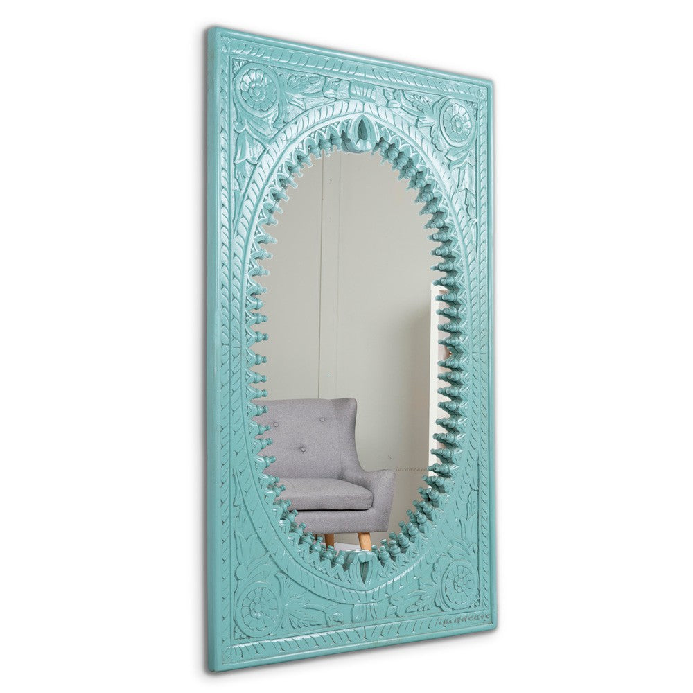 Ania Wooden Mirror Frame (Green Distress)