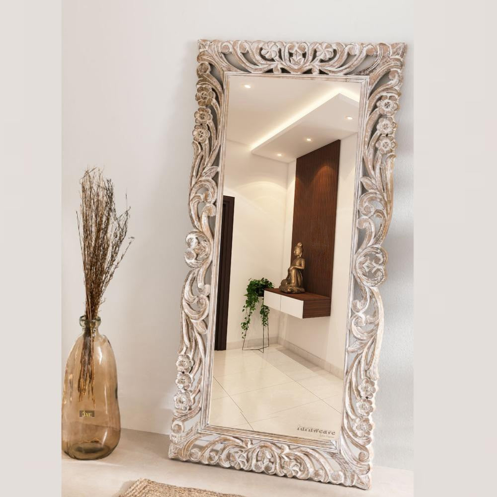 Yuko Wooden Large Mirror Frame A(White Distress)