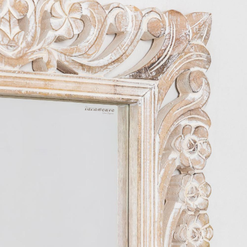 Yuko Wooden Large Mirror Frame A(White Distress)