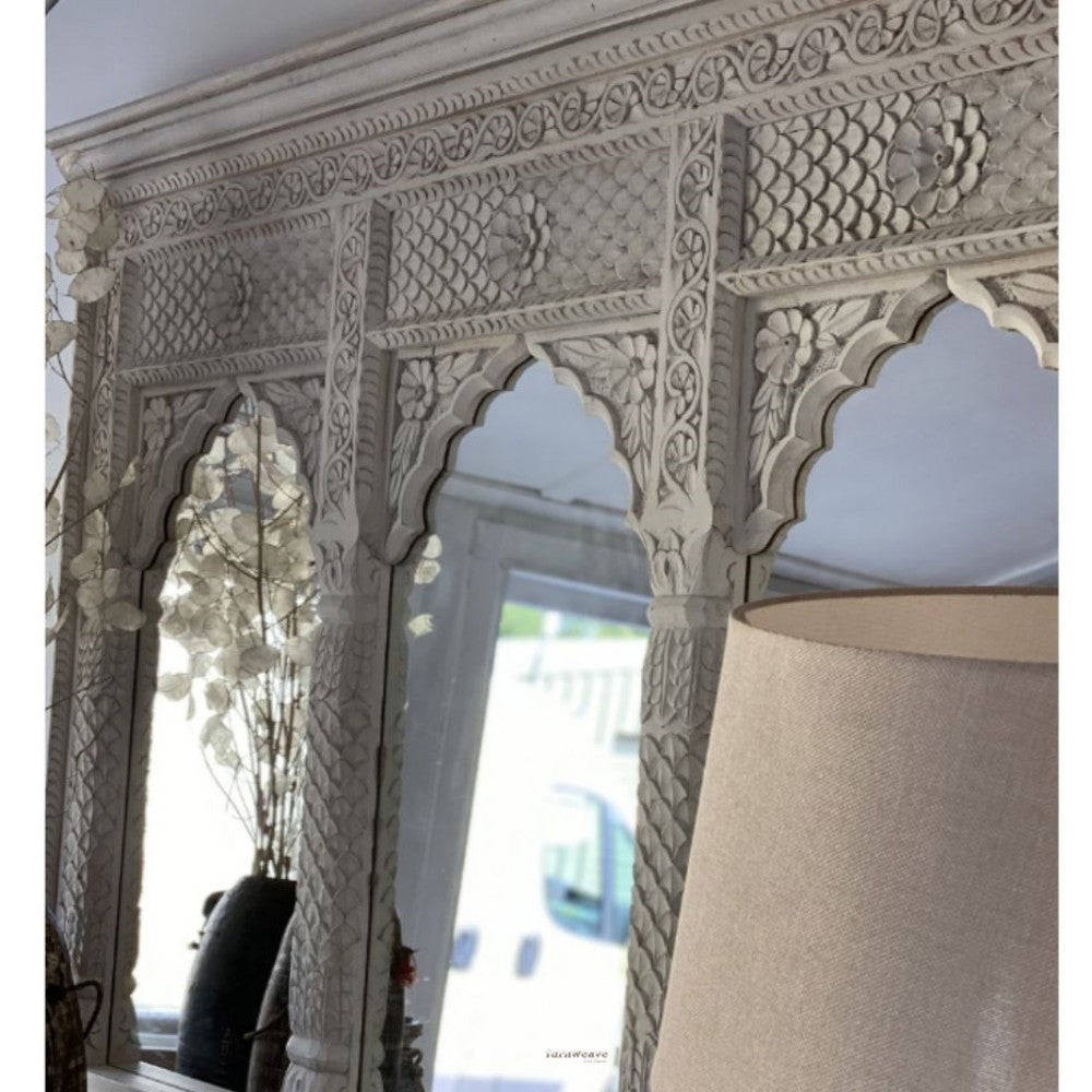 Quea Wooden Mirror Frame (White Distress)