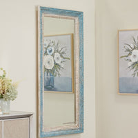 Sapeo Wooden Carved Mirror Frame (White Blue Distress)