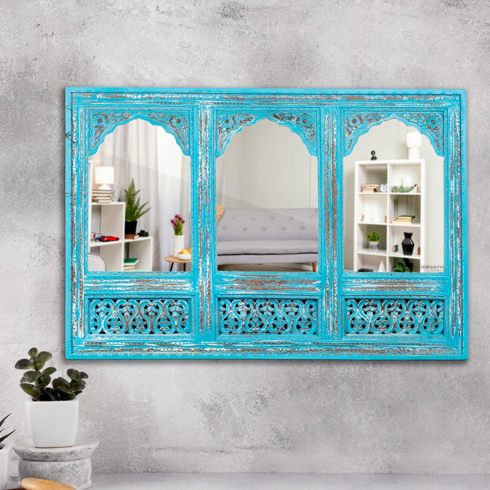 Prana Wooden Carved Mirror Frame Jharokha