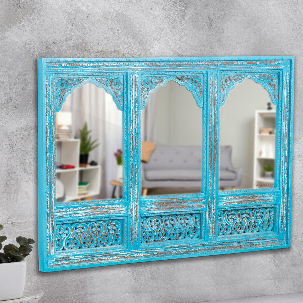 Prana Wooden Carved Mirror Frame Jharokha