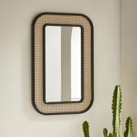 Vivae Wooden Wicker Mirror Frame (Black)