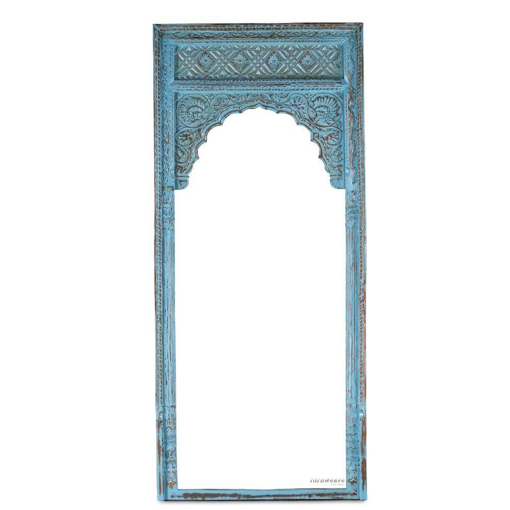 Laye Wooden Carved Antique Large Mirror Frame (Blue Distress)