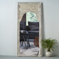 Laye Wooden Carved Antique Large Mirror Frame (White Distress)