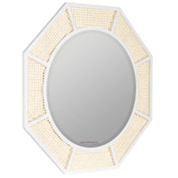 Jagan Wooden Rattan Cane Mirror Frame (White)