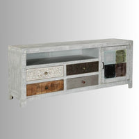 Alife Wooden Carved TV Unit (Grey Distress)