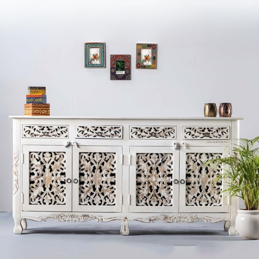 Atena Wooden Sideboard for Storage (White Distress)