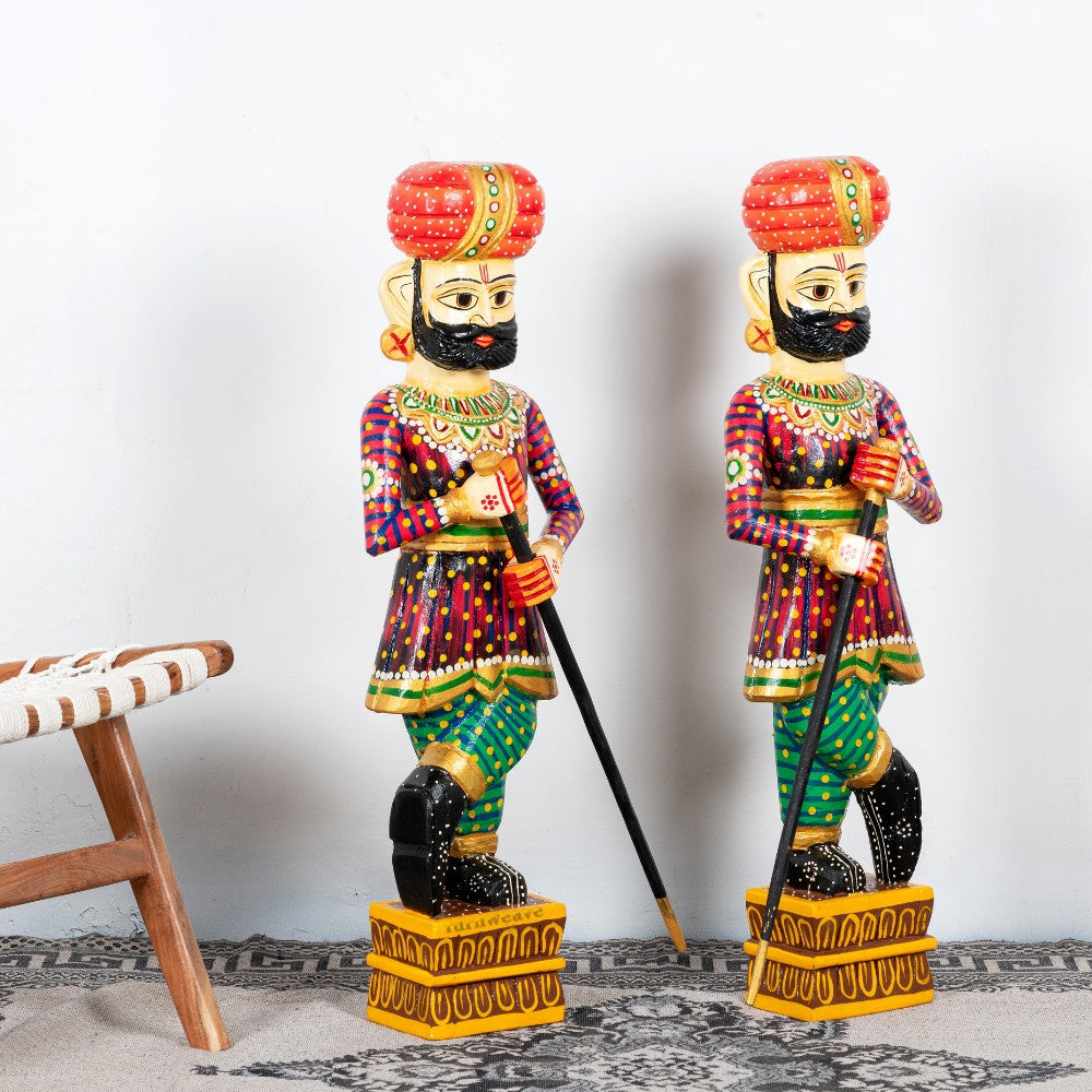 Suryanagri Wooden Chowkidar Set of Two (Handpainted)