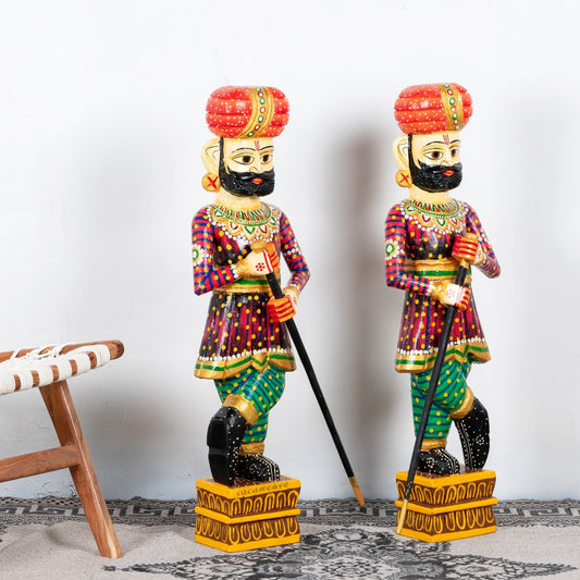 Suryanagri Wooden Chowkidar Set of Two (Handpainted)