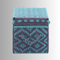 Handwoven Trunk for Blanket Storage (Light Blue and Purple)