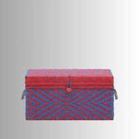 Handwoven Trunk for Blanket Storage (Red and Blue)