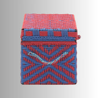 Handwoven Trunk for Blanket Storage (Red and Blue)