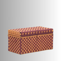 Handwoven Trunk for Blanket Storage (Orange and Maroon)