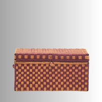 Handwoven Trunk for Blanket Storage (Orange and Maroon)