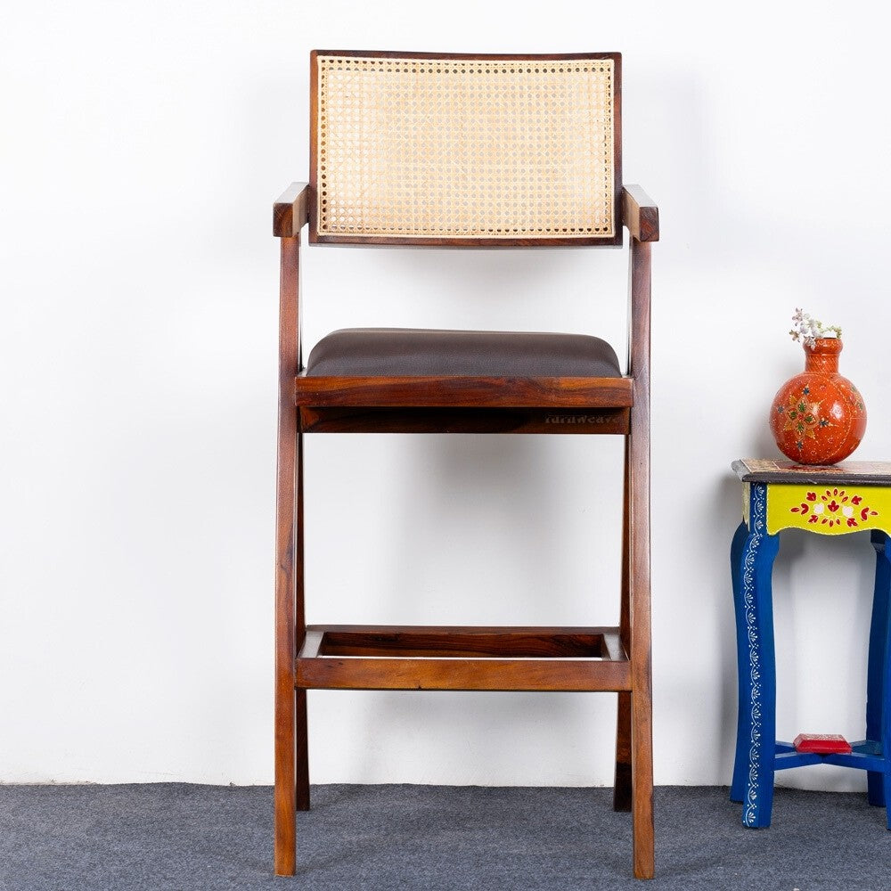 Chandigarh Wooden Rattan Bar Chair (Teak)