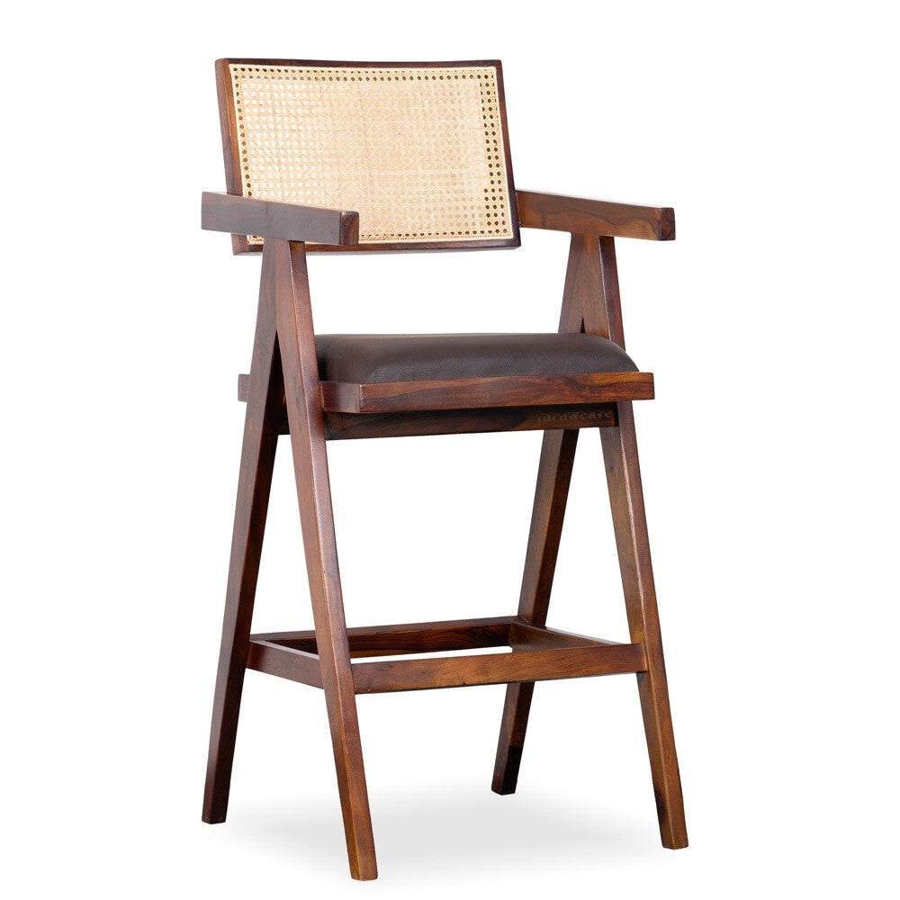 Chandigarh Wooden Rattan Bar Chair (Teak)