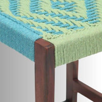 Furn Wooden Handwoven Rope Bar Chair (Green and Blue)