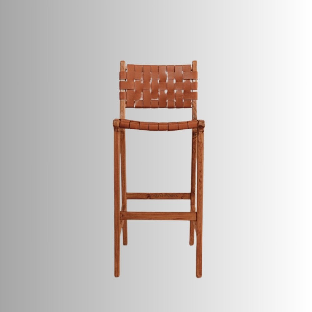 Iris Wooden Leather Bar Chair (Natural)