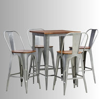 Avea Metal Bar Chair and Table Set (Grey Finish)