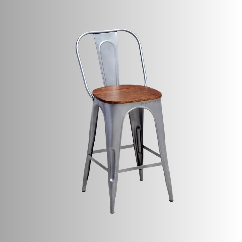 Avea Metal Bar Chair and Table Set (Grey Finish)