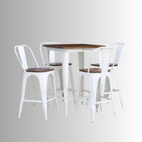 Avea Metal Bar Chair and Table Set (White Finish)