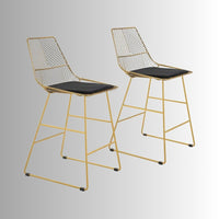 Kepar Golden High Chair with Cushion set of Two (Golden)