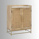 Cana Wooden Rattan Bar Cabinet with Marble Top (Natural)