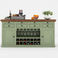 Wiphe Wooden Drink Cabinet Bar Counter (Light Green Distress) | buy wooden bar cabinet online | wooden bar cabinet | wooden bar units for home bar | Furnweave