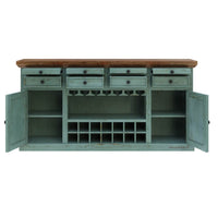 Wiphe Wooden Drink Cabinet Bar Counter (Teal Distress)