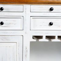 Wiphe Wooden Drink Cabinet Bar Counter (White Distress)