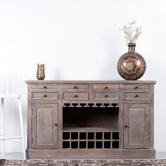 Wiphe Wooden Drink Cabinet Bar Counter (Rustic Brown) | Buy Wooden Bar Cabinet Online | Buy Wooden Cabinet Online | Buy Cabinet for Dining Room | Furnweave