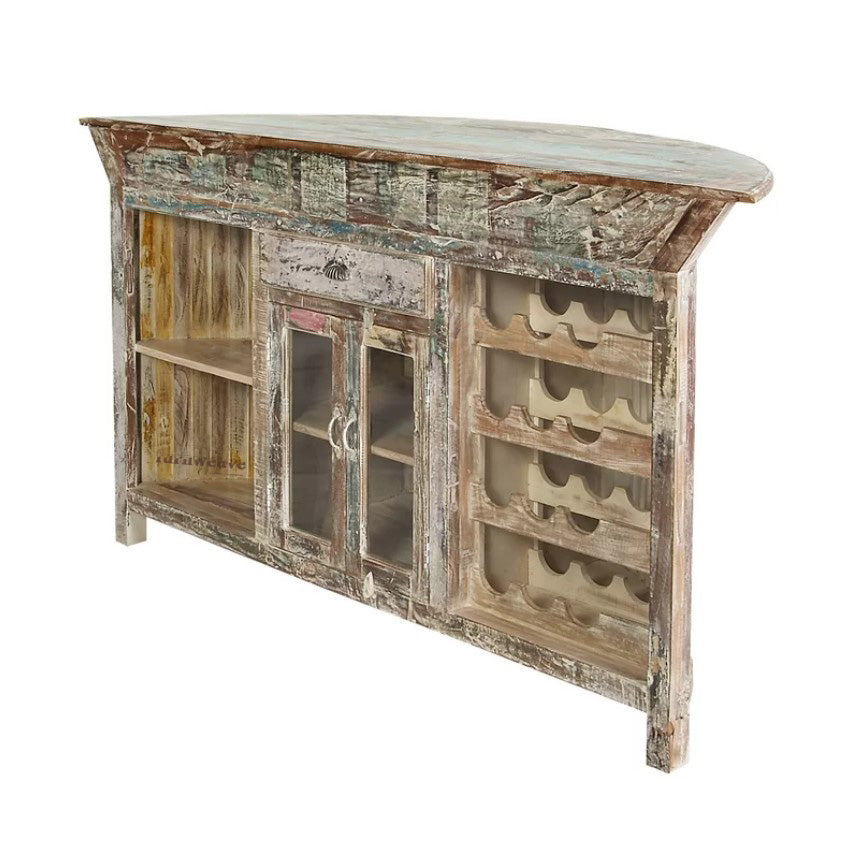 Dine Wooden Rustic Finish Bar Counter Cabinet