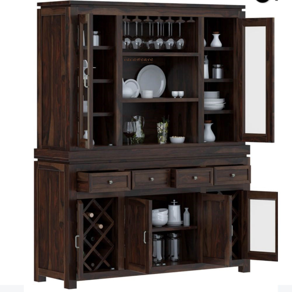 Adroi Wooden Bar Unit Storage Cabinet (Walnut)