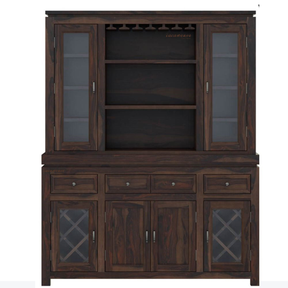 Adroi Wooden Bar Unit Storage Cabinet (Walnut)