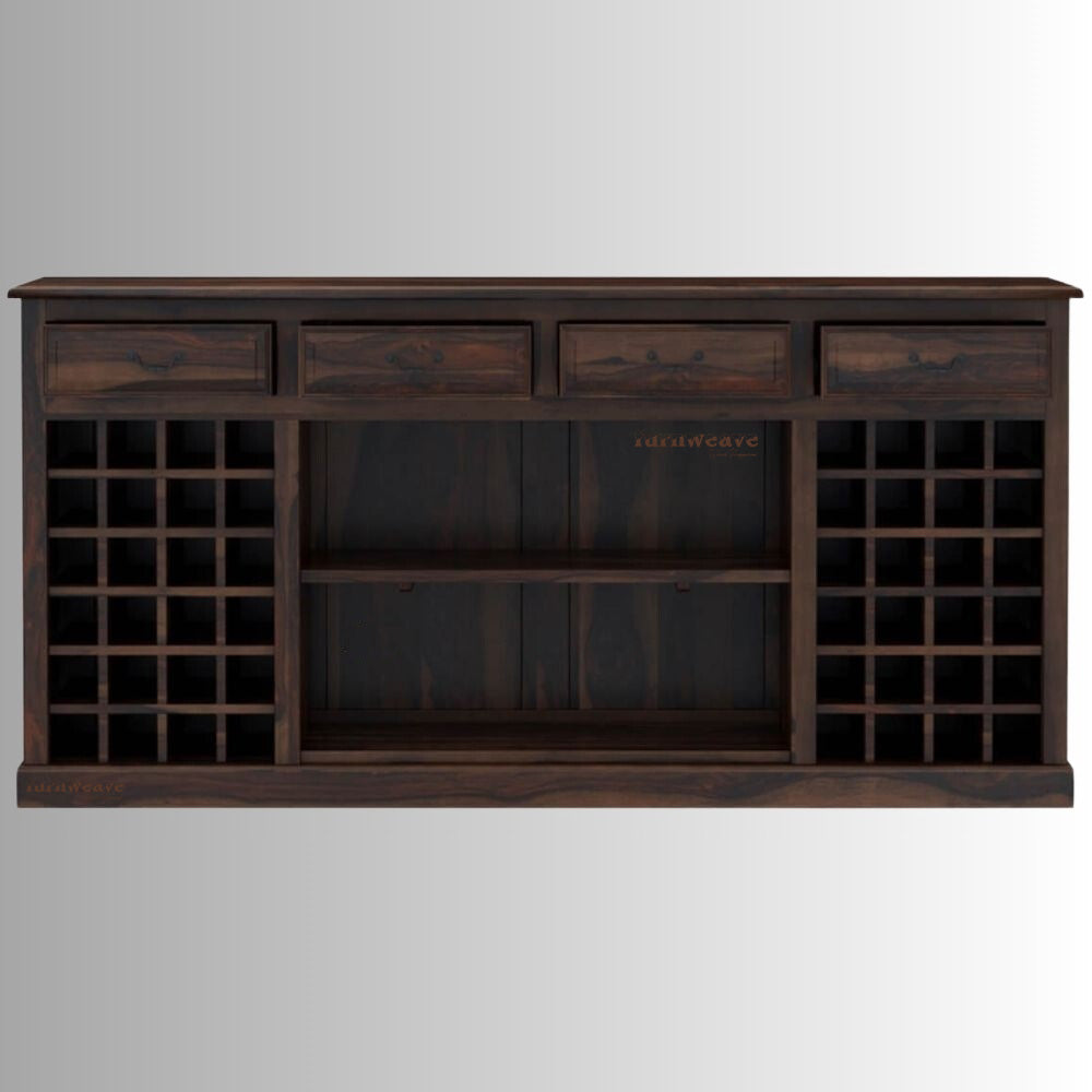 Hiban Wooden Bar Cabinet for Living Room (Walnut) | Wooden Bar Furniture | Furnweave