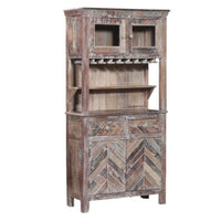 Jett Wooden Rustic Bar Cabinet in White Antique Finish