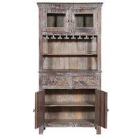 Jett Wooden Rustic Bar Cabinet in White Antique Finish