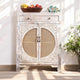 Vikra Wooden Rattan Carved Cabinet with Drawer (White Distress)